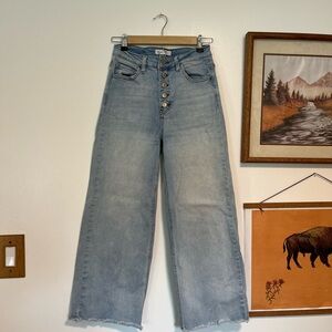 Casual Light Blue Wide-Leg Jeans